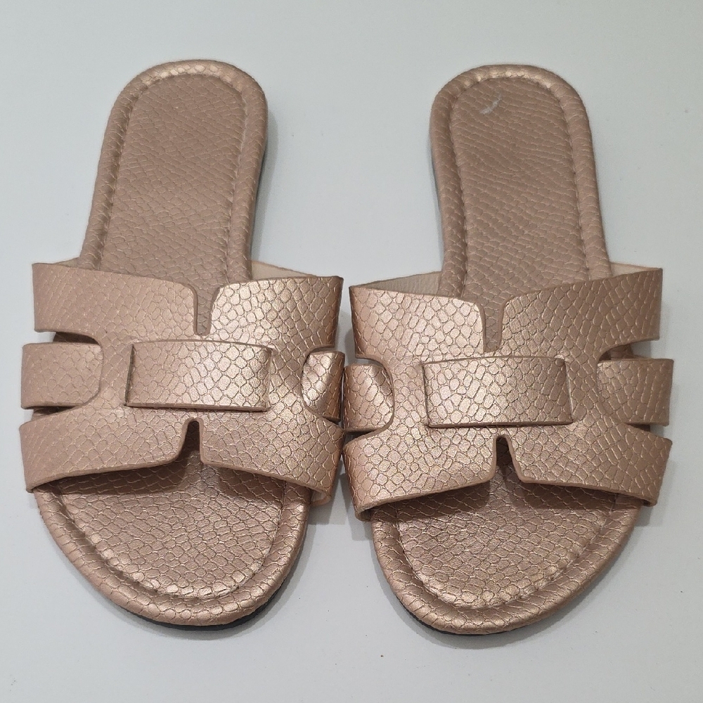 Sandals Women's Slide Metallic Tan Size 40
